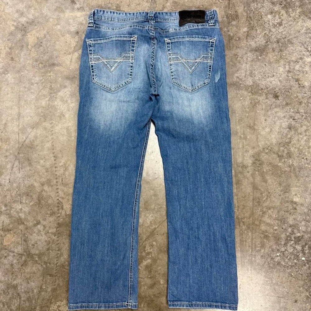 Rock & Roll Denim Revolver Straight Medium Wash Distressed Jeans 34x28